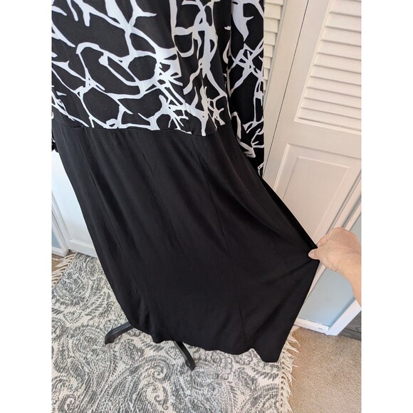 Ulla Popken Dress Women's 16/18 Abstract Black White Print A-line Stretch Career - Picture 5 of 11